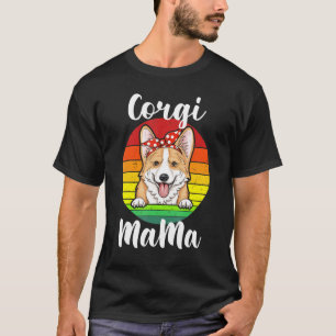 Corgi Mama Mom Red Polka Retro Rainbow Dog Lover T-Shirt