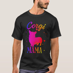 Corgi Mama Watercolor Colourful Cute Dog Mum Mothe T-Shirt