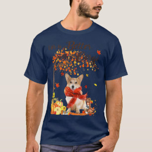 Corgi Maple Tree Thanksgiving Day Cute Dog Fall368 T-Shirt