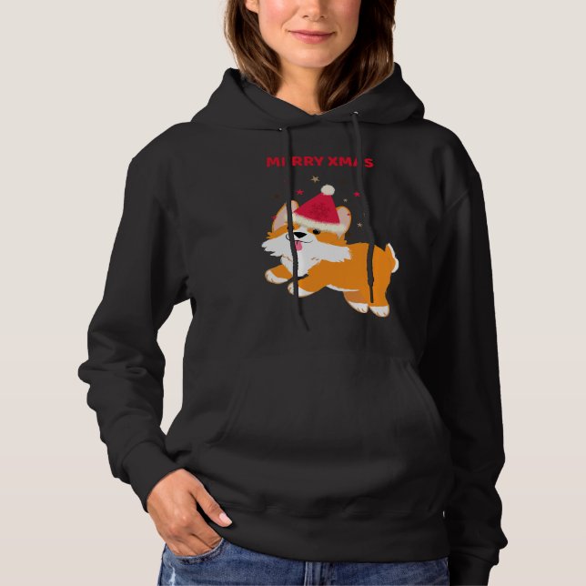 Corgi Merry Xmas Hoodie (Front)