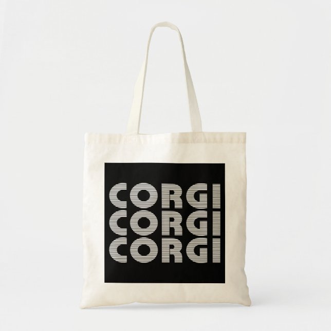 Corgi Modern White Text Tote Bag (Front)