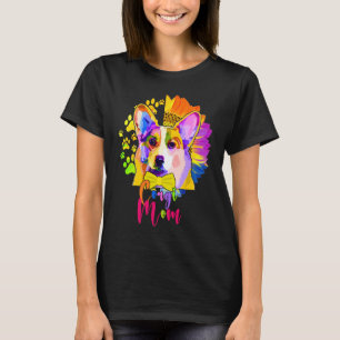 Corgi Mom Cute Colourful Dog Sunflower  Mother's D T-Shirt