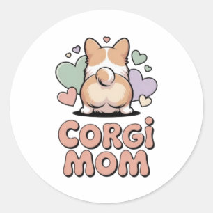 Corgi Mom Cute Corgi Butt Hearts Sticker Corgi Lov