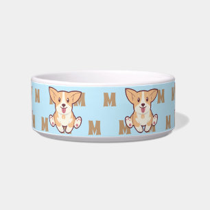 Corgi monogram pattern blue mug bowl