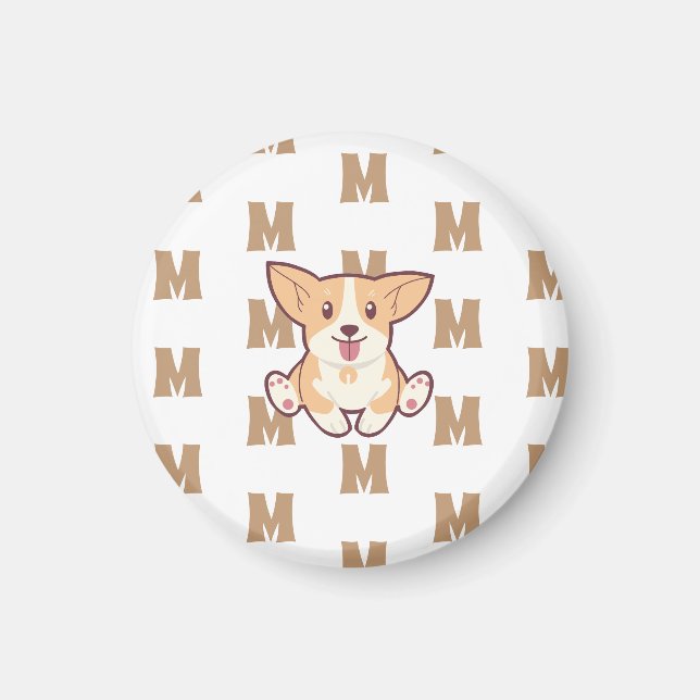 Corgi Monogram Pattern Magnet (Front)