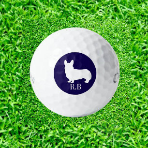 Corgi  Monogrammed Blue Navy  Golf Balls