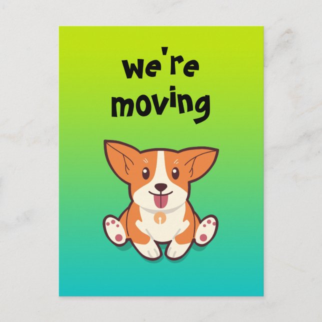 corgi' moving postcard (Front)