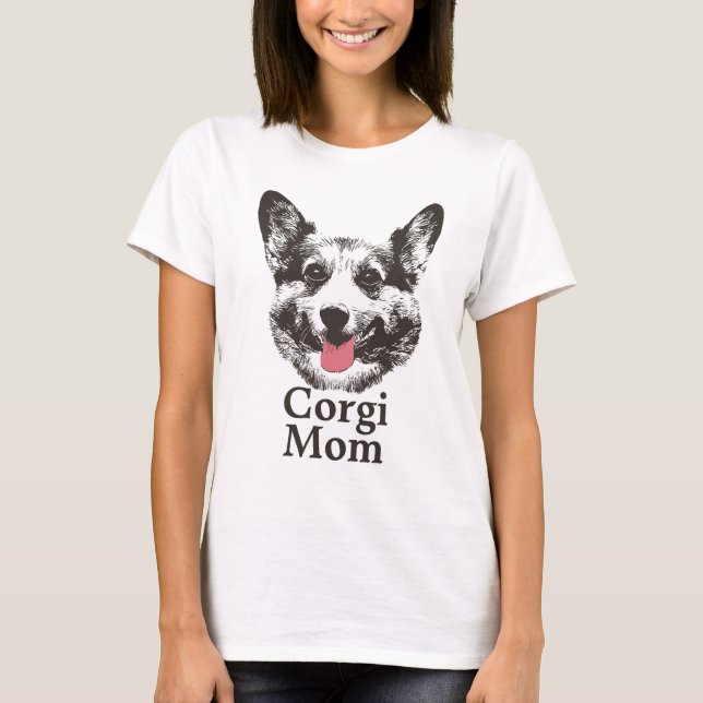 Corgi Mum Cute Dog Animal Face T-Shirt (Front)