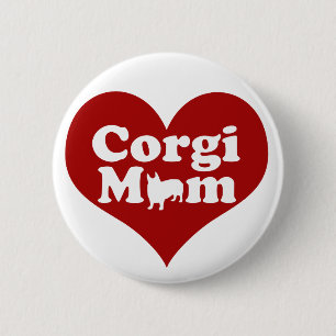 Corgi Mum Cute Red Heart 6 Cm Round Badge