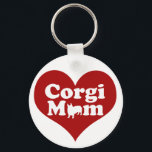 Corgi Mum Cute Red Heart Key Ring<br><div class="desc">This cute corgi owner gift features the words Corgi Mum in a red heart with a pretty pembroke welsh corgi silhouette in the O of mum. Those short bunny legs are unmistakable as a beautiful corgi dog.</div>