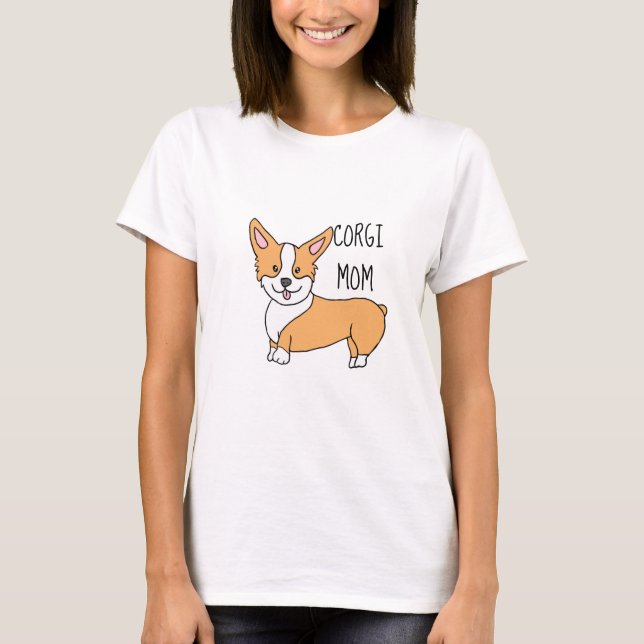 Corgi Mum Dog Cartoon T-Shirt (Front)