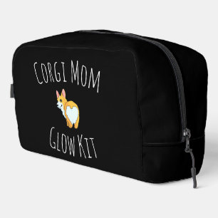 'Corgi Mum Glow Kit' Black And White Playful Cute Dopp Kit