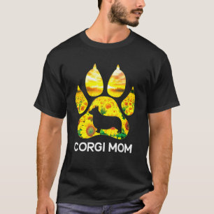 Corgi Mum Sunflower Corgi Dog Dog Mum Mama T-Shirt