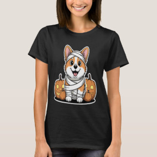 Corgi Mummy Halloween Pumpkins Dog T-Shirt