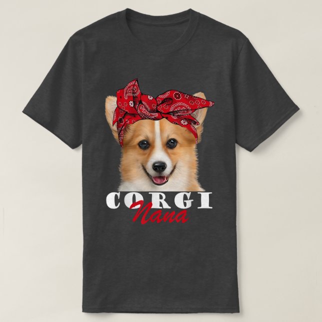 Corgi Nana Cute Corgi Dog Bandanna  T-Shirt (Design Front)