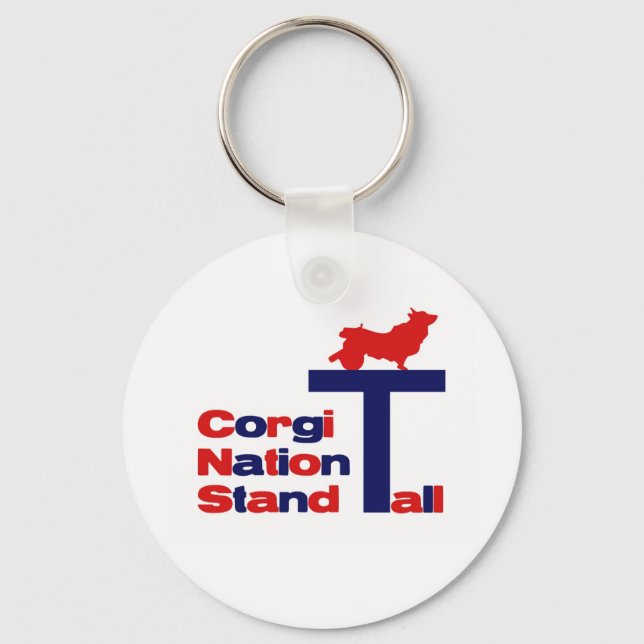 Corgi Nation Stand Tall Key Ring (Front)