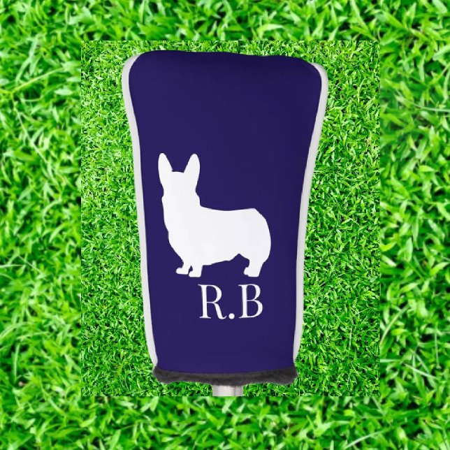Corgi Navy Golf Head Cover (Show off your love for Corgis on the golf course with this adorable Corgi Lovers Golf Head Cover!)