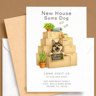 Corgi New House Moving Announcement Card
