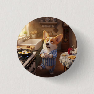 Corgi Not A Morning Person 3 Cm Round Badge