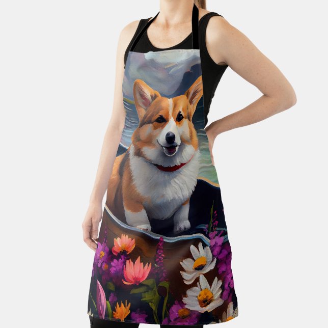 Corgi on a Paddle: A Scenic Adventure Apron (Insitu)