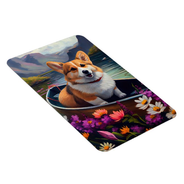Corgi on a Paddle: A Scenic Adventure Magnet (Right Side)