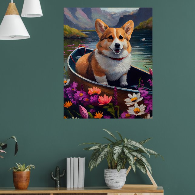 Corgi on a Paddle: A Scenic Adventure Poster (Living Room 1)