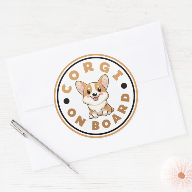 CORGI on board Classic Round Sticker (Envelope)