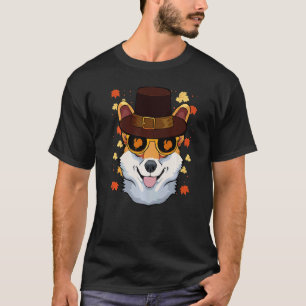 Corgi On Sunglasses Thanksgiving Day Dog Pilgrim H T-Shirt