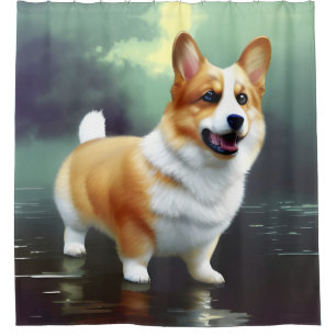 Corgi on water  shower curtain