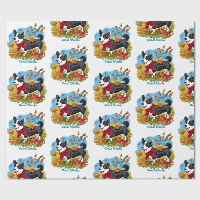 Corgi outdoors , wrapping paper (Flat)
