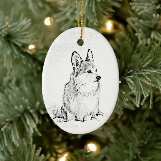 Corgi oval ornament (Tree)