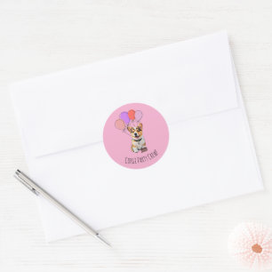 'Corgi Party Crew' Playful Pink Corgi Birthday Classic Round Sticker