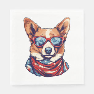 Corgi Patriotic Dog USA American Flag Napkin