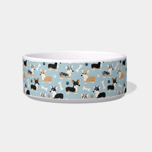 Corgi Pattern Blue Bowl