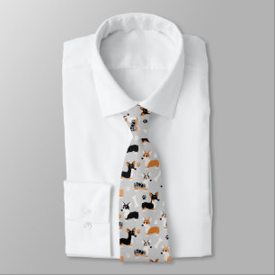 Corgi Pattern Grey Tie