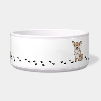 Corgi Paw Print Ceramic Pet Bowl
