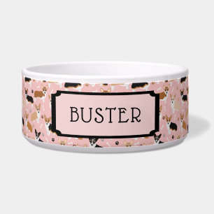 Corgi Paws and Bones Dog Bowl