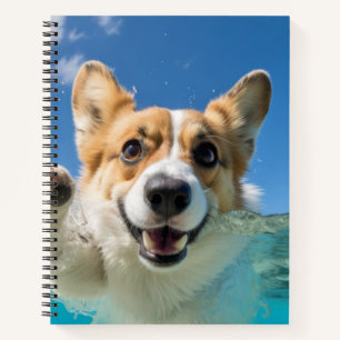Corgi Pet Dog Animal Fun Playing Water  Notebook