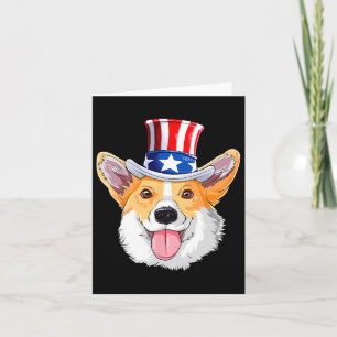Corgi Pet Dogs 4th Of July American Flag Men Women Card