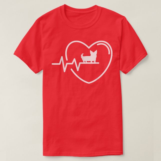 Corgi Pet Lover Adorable s Dog Heartbeat Line  T-Shirt (Design Front)
