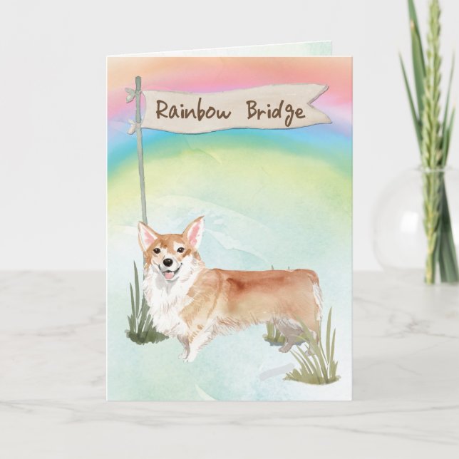 Corgi Pet Sympathy Over Rainbow Bridge Card (Front)