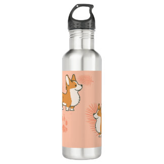 corgi pink palm 710 ml water bottle