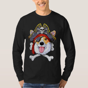 Corgi Pirate Costume Jolly Roger Flag Skull Crossb T-Shirt