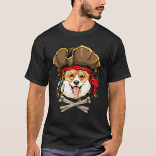 Corgi Pirate Dog Halloween Jolly Roger T-Shirt