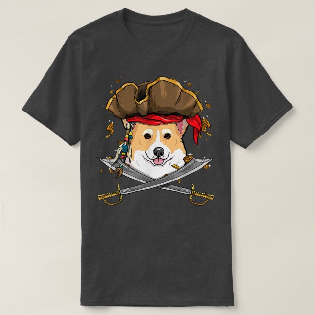 Corgi Pirate Kids Dog Pirate Pumpkin Lover Hallowe T-Shirt (Design Front)