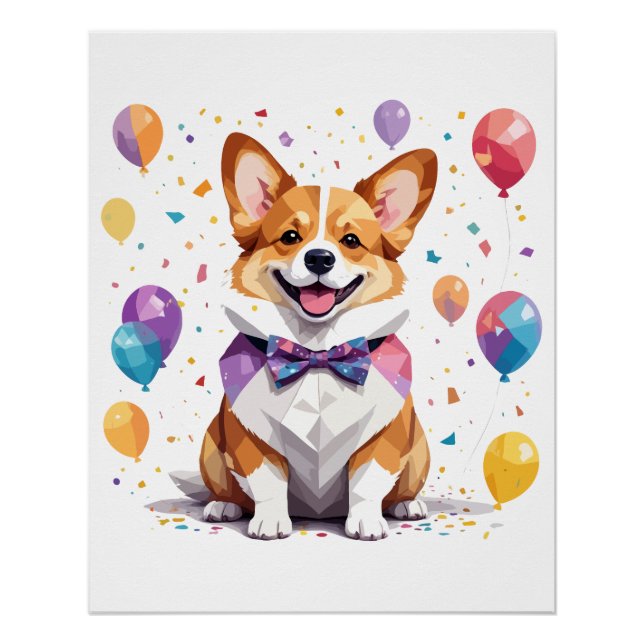 Corgi Playful Adorable Fun Animal Colourful Happy Poster (Front)