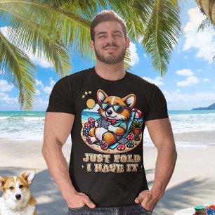 Corgi Playing Cards Summer Vacation Funny Poker T-Shirt