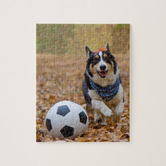 Corgi Playing Soccer Jigsaw Puzzle
