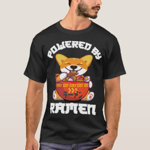 CORGI POWERED BY RAMEN   Kawaii Corgi Eating Ramen T-Shirt
