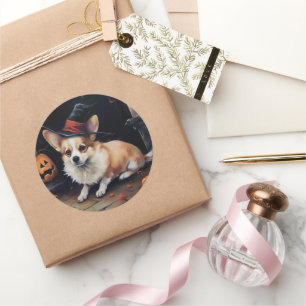 Corgi Pumpkins Halloween Scary Classic Round Sticker